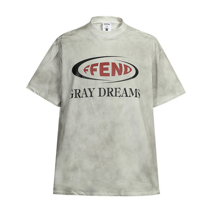 Waste Soil Letter Printing Dirty T-shirt Men