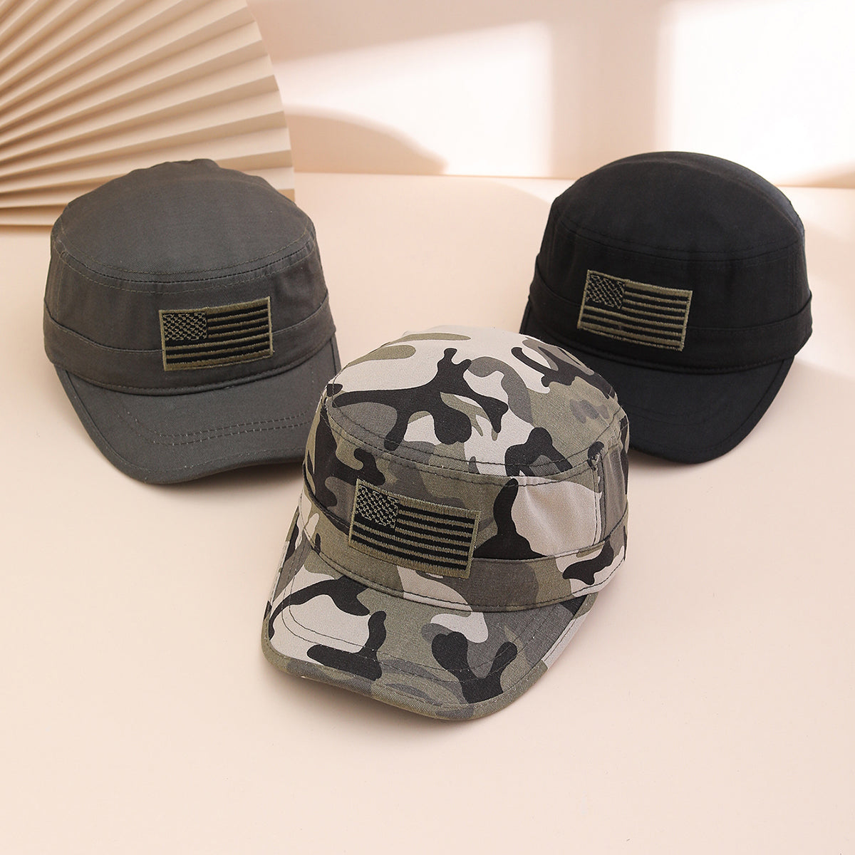 Cross-border Fashion Camouflage Pattern National Flag Baseball Cap, Soft-top Baseball Cap, Truck Driver's Flat Cap