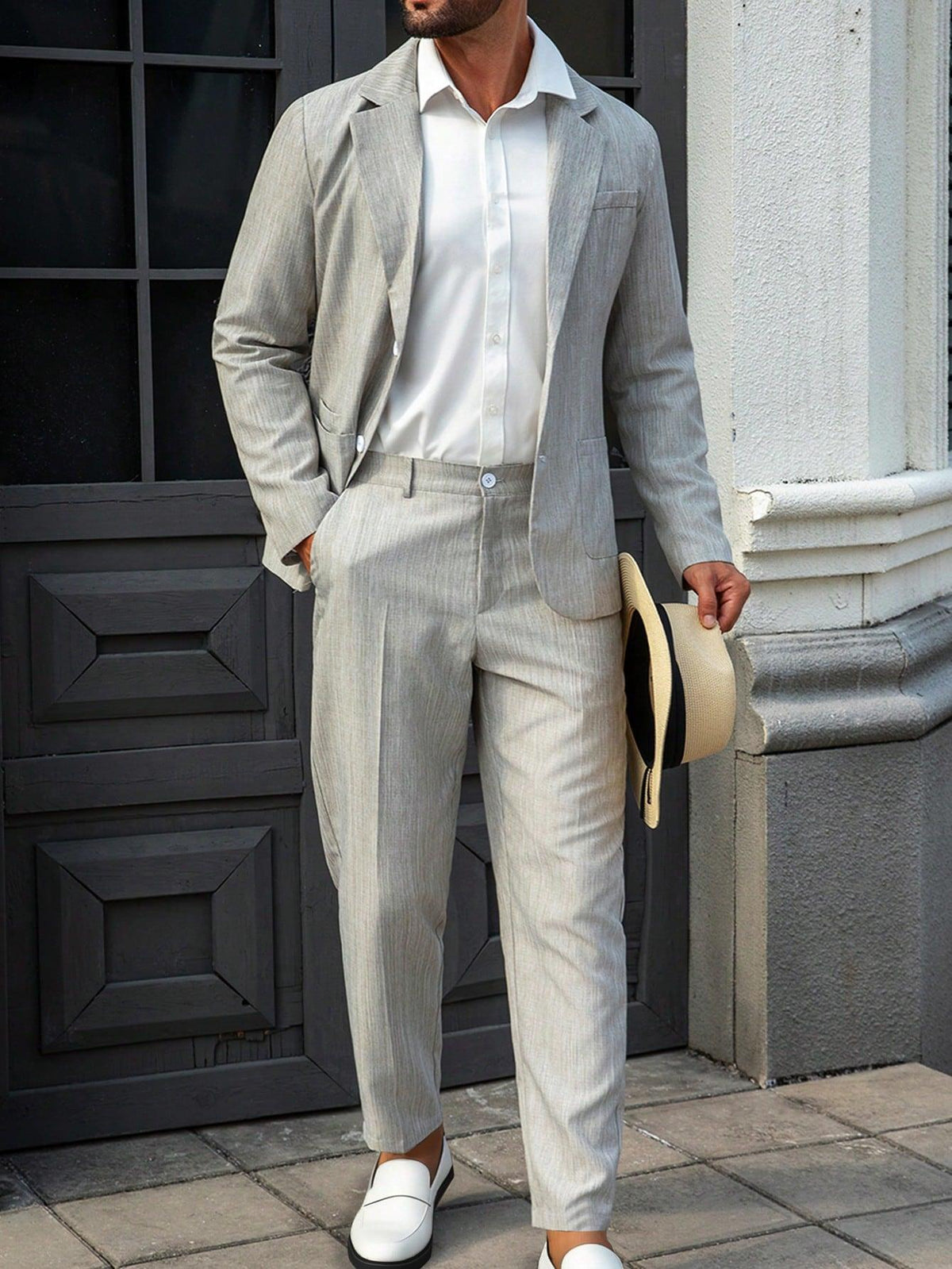 Tristan Ford | Men's Gray Slim-Fit Single-Breasted Suit Set