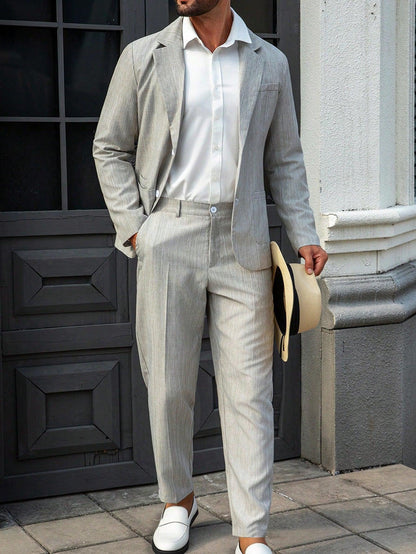 Tristan Ford | Men's Gray Slim-Fit Single-Breasted Suit Set