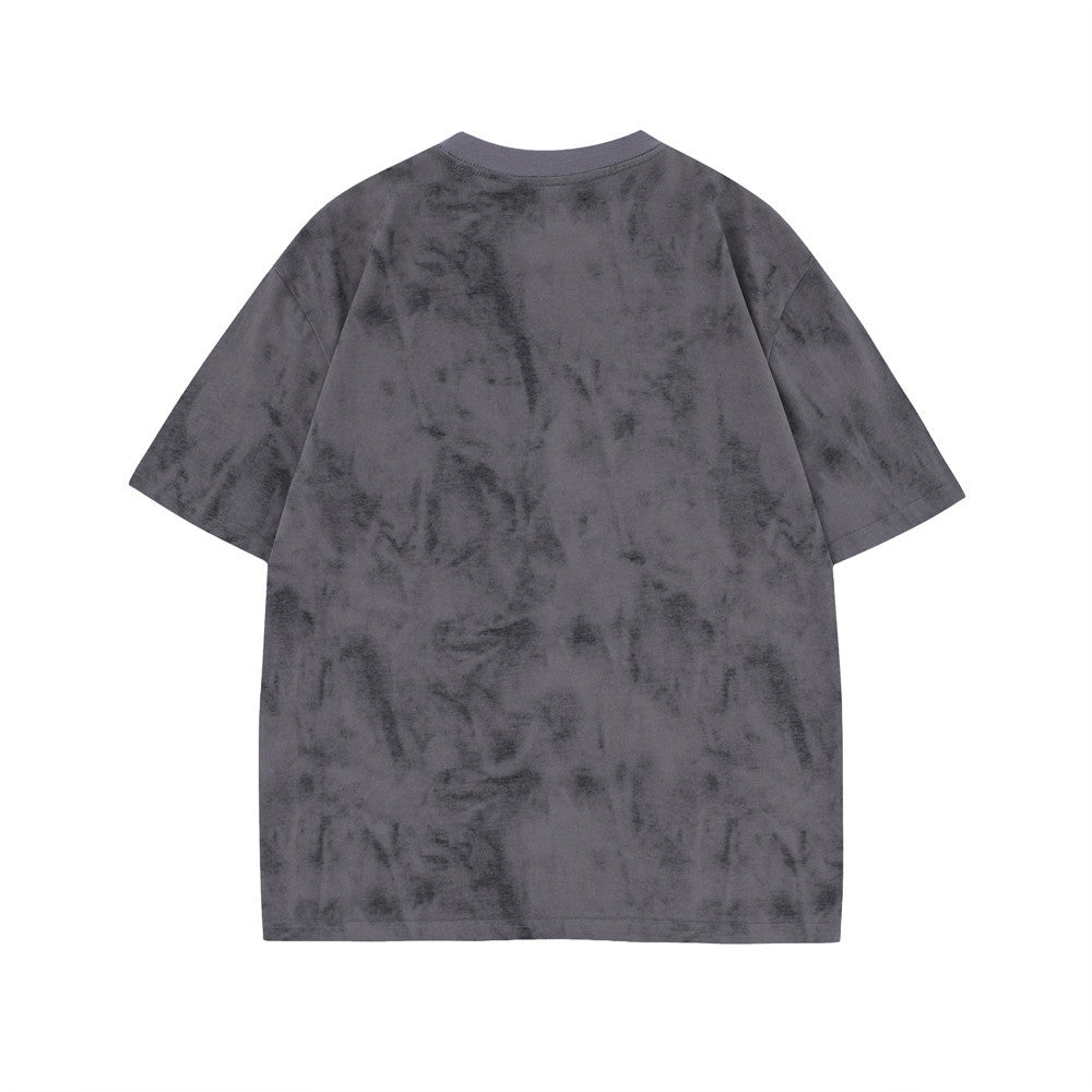 Letter Dragon Tie-dyed Printed Short-sleeved T-shirt For Men
