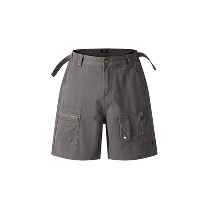 Retro Workwear Shorts Men And Women Zipper
