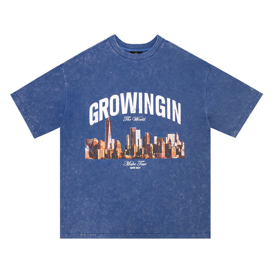 City Landscape Printed Short-sleeved T-shirt Men
