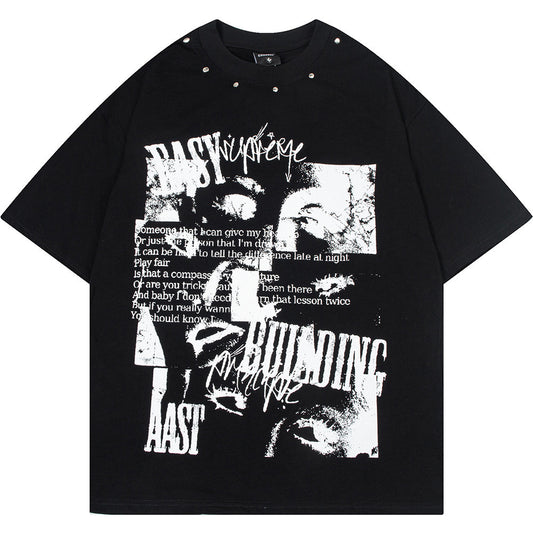 Fashion Abstract Printing Short-sleeved T-shirt Men