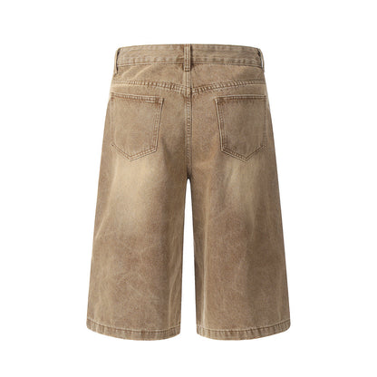 Worn Denim Cargo Pants Shorts For Men