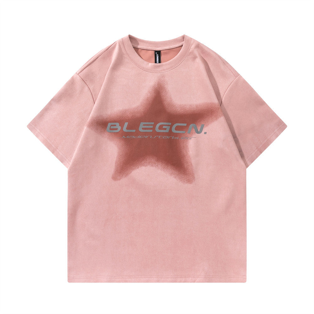 Five-pointed Star Printed T-shirt Top For Men