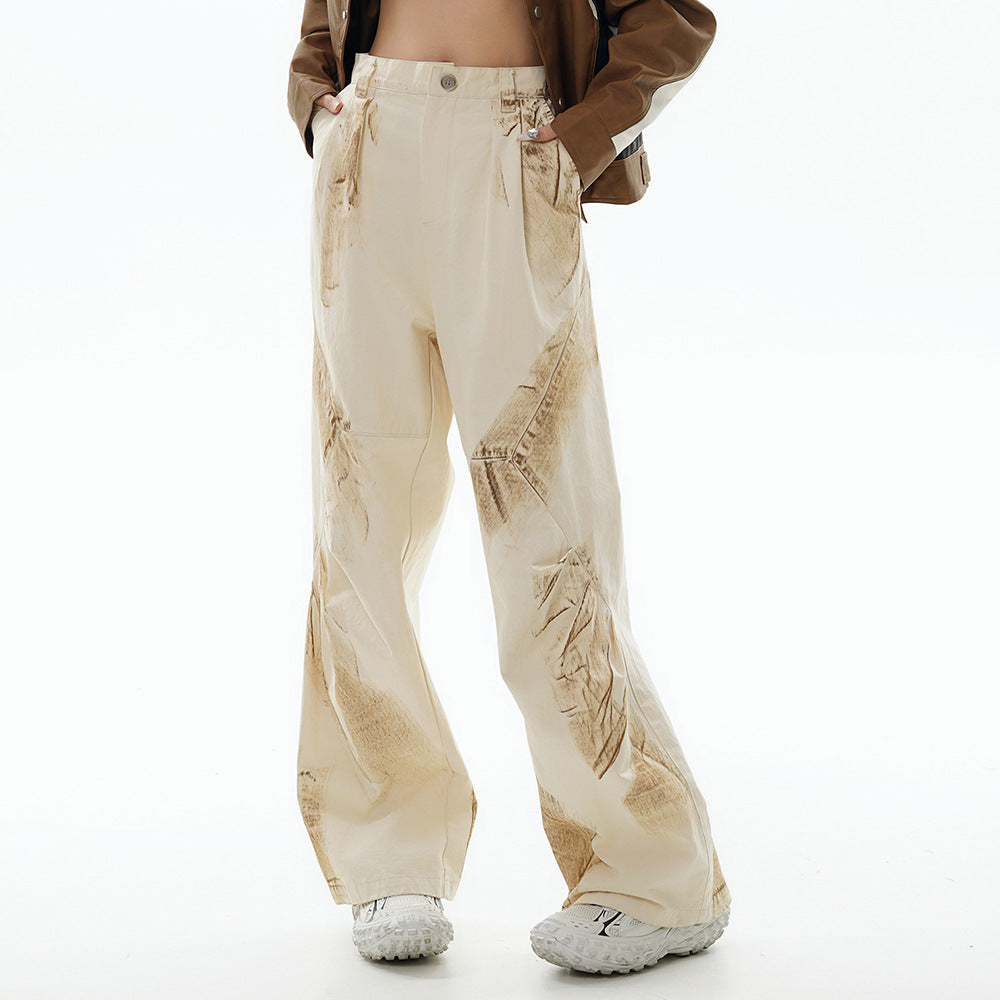 Dirty Painting Loose Casual Long Pants Men