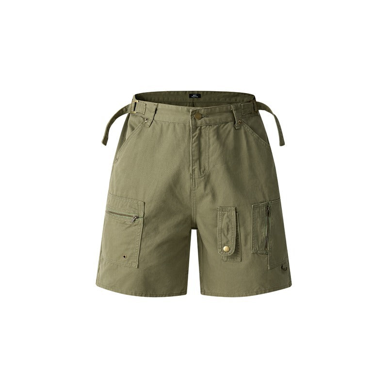 Retro Workwear Shorts Men And Women Zipper