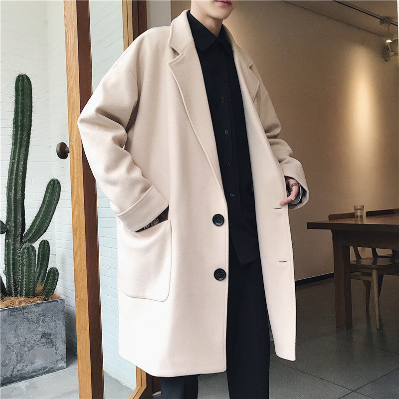 Tristan Ford | Men's Beige Mid-Length Thickened Cotton Winter Coat