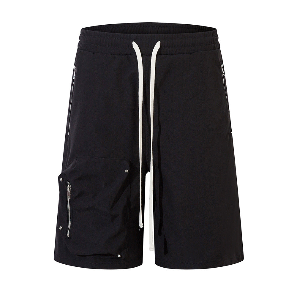 Functional Pocket Zipper Straight Shorts Men