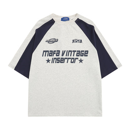 Letter Patchwork Short-sleeved T-shirt Men