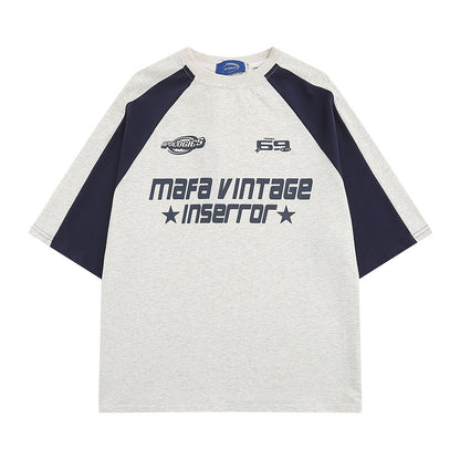 Letter Patchwork Short-sleeved T-shirt Men