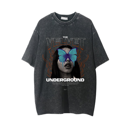 Fashion Personalized Printed Washed T-shirt Men