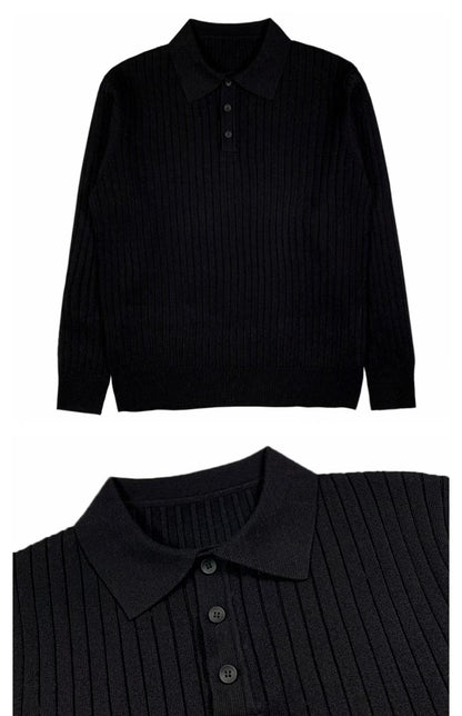 Autumn Polo Lapel Sweater Men's Long Sleeve Bottoming Shirt Top
