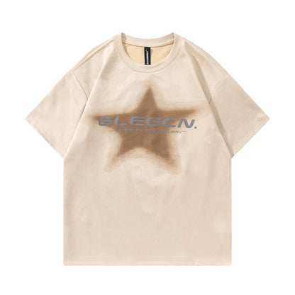 Five-pointed Star Printed T-shirt Top For Men
