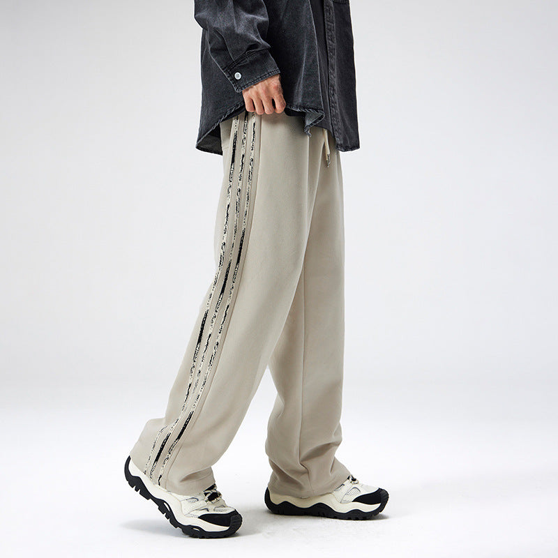Retro Side Stripes Draped Pants Men