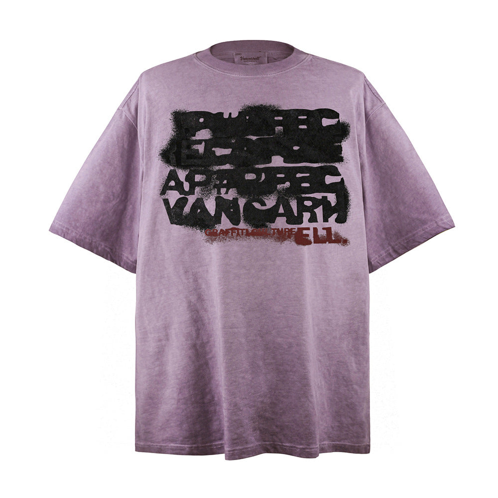 Gradient Letter Print Short-sleeve T-shirt Men