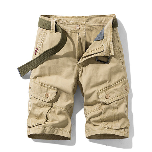 Solid Color Multi-pocket Cargo Shorts Men