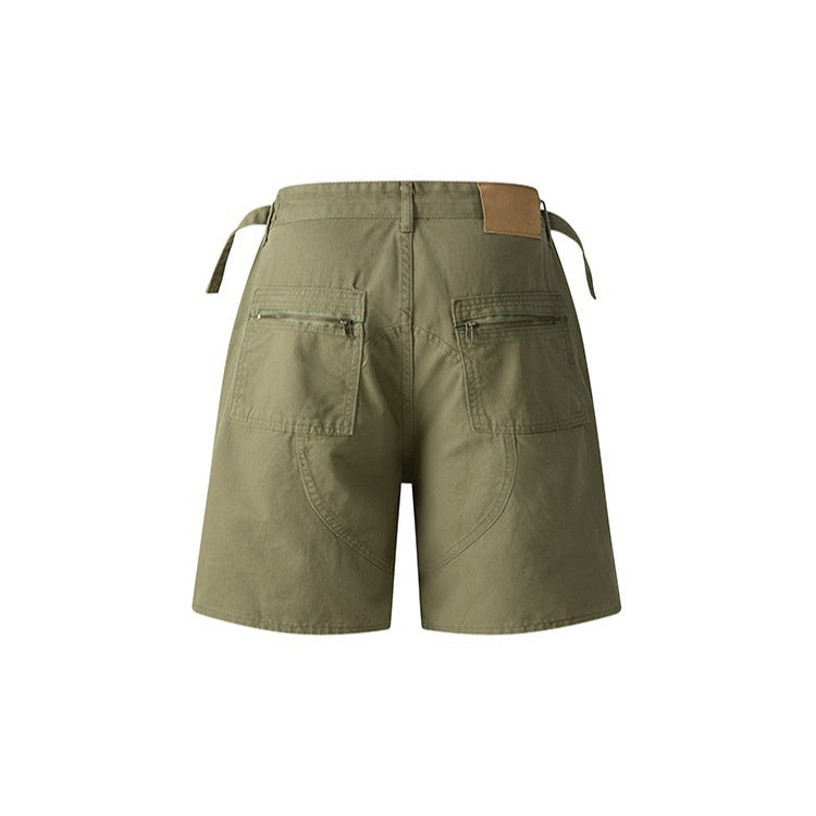 Retro Workwear Shorts Men And Women Zipper