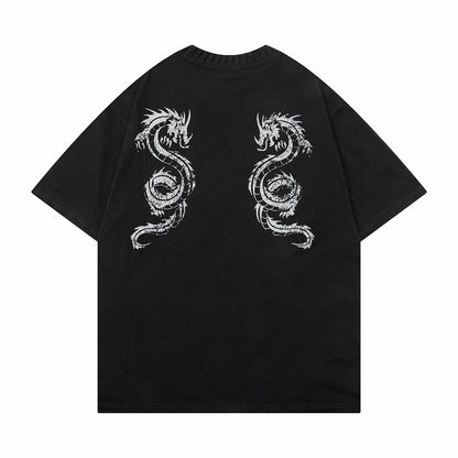 Zodiac Dragon Printed T-shirt Short Sleeve Men