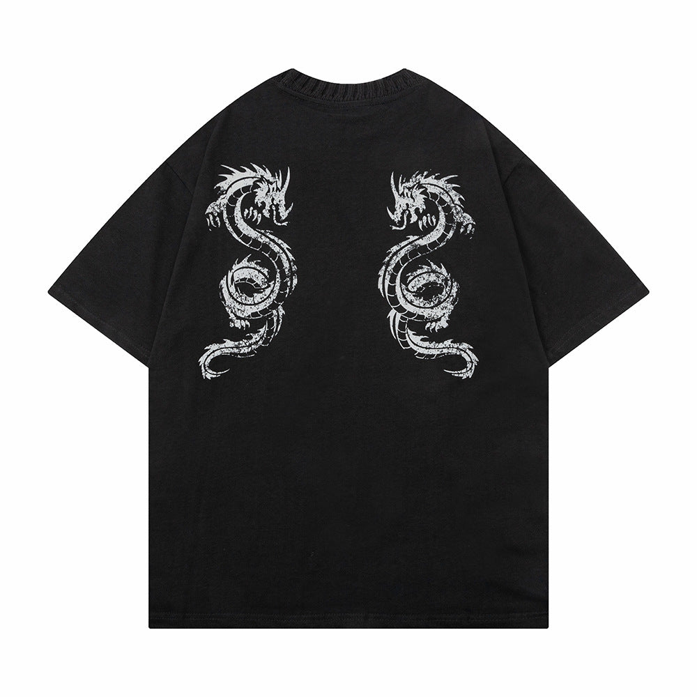 Zodiac Dragon Printed T-shirt Short Sleeve Men
