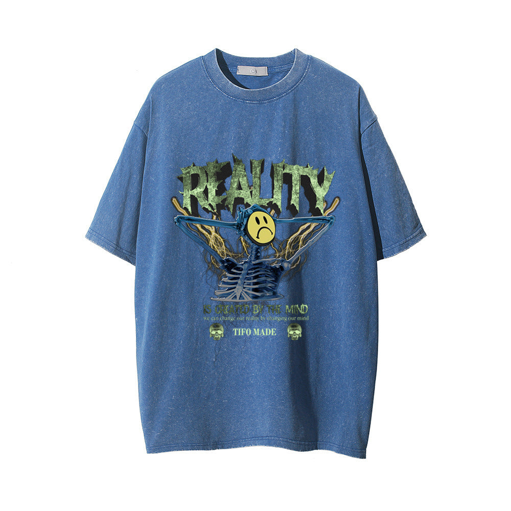 Skull Bone Printed Short-sleeved T-shirt For Men