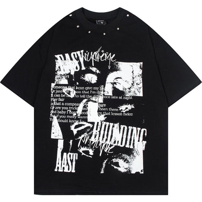 Fashion Abstract Printing Short-sleeved T-shirt Men
