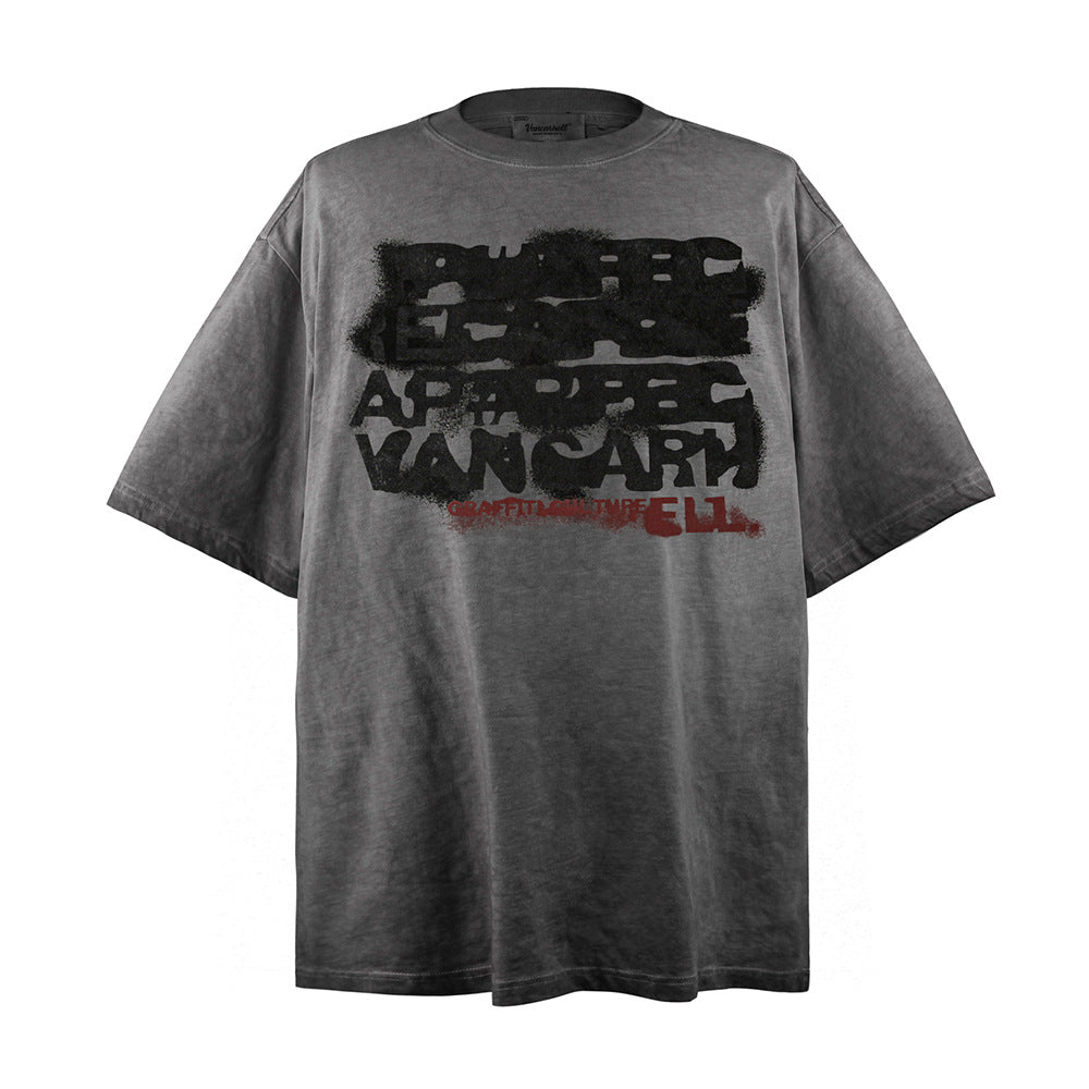 Gradient Letter Print Short-sleeve T-shirt Men