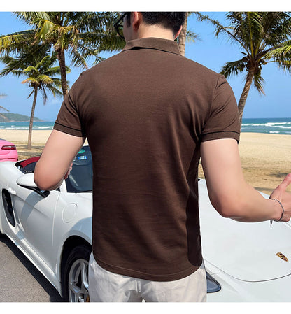 Summer New Men's British Striped Casual Short-sleeved Polo Shirt