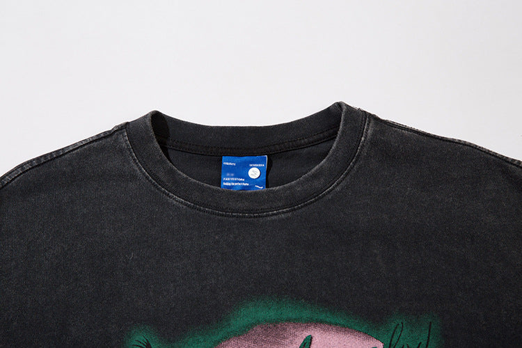 Fashion Oil Painting Cartoon Short Sleeve T-shirt Men
