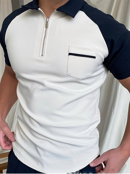 POLO Shirt Zipper Knit Jacquard Men's T-shirt