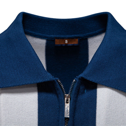 Lapel Short-sleeved Woolen Polo Shirt For Men