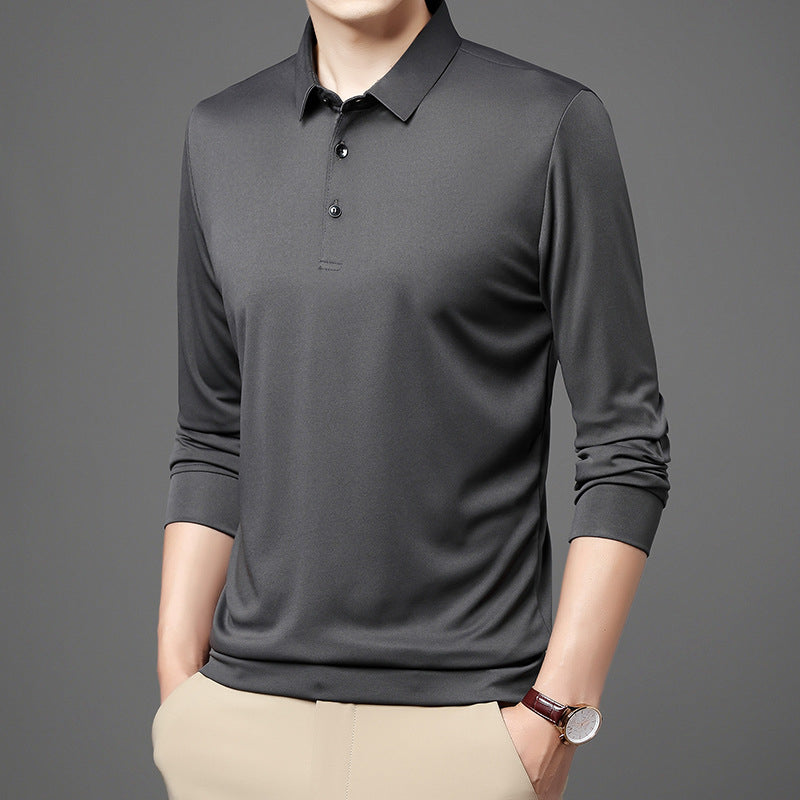 Men's Fashion Casual Polo Collar Breathable Long Sleeves T-shirt