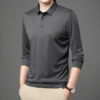 Men's Fashion Casual Polo Collar Breathable Long Sleeves T-shirt