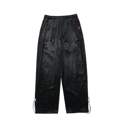 Embossed Velvet Ankle Banded Pants Men