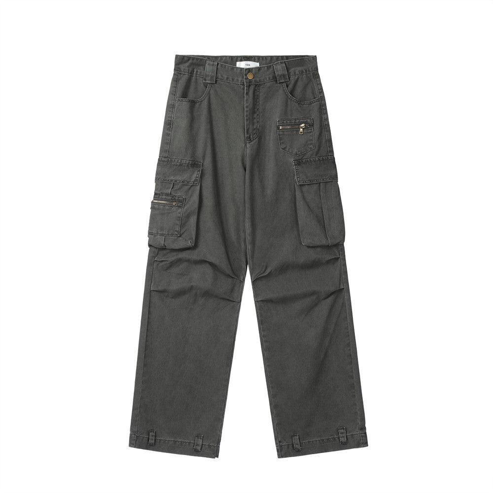 American Street Pleated Workwear Casual Pants Men