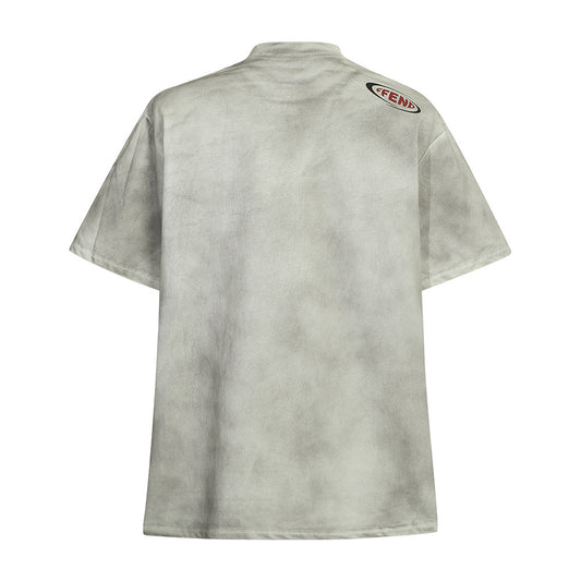 Waste Soil Letter Printing Dirty T-shirt Men