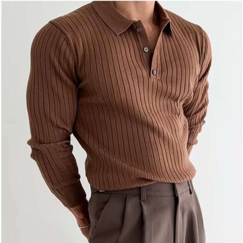 Autumn Polo Lapel Sweater Men's Long Sleeve Bottoming Shirt Top