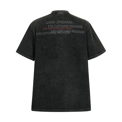 Distressed Letters Full Printed T-shirt Top For Men