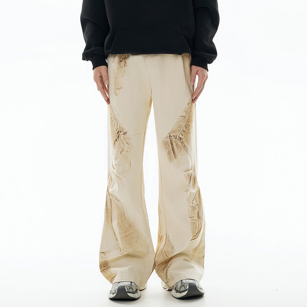 Dirty Painting Loose Casual Long Pants Men