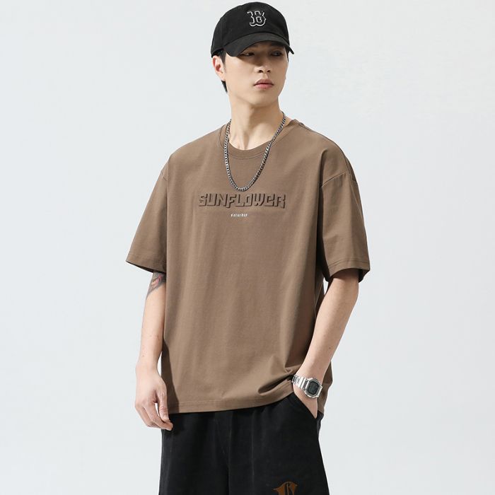 Trendy Loose-fitting Versatile Heavyweight Short-sleeve T-shirt For Men