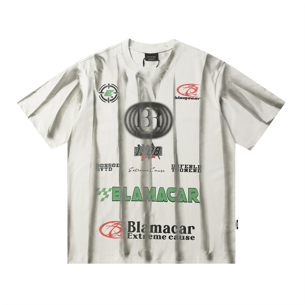Inkjet Vertical Striped Short-sleeved T-shirt For Men