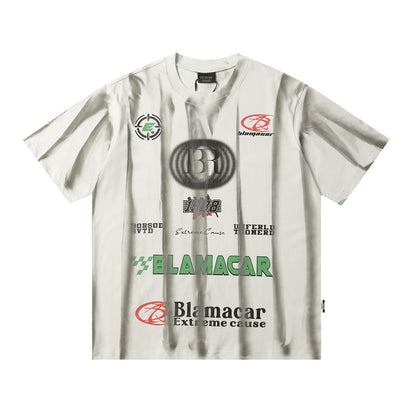 Inkjet Vertical Striped Short-sleeved T-shirt For Men
