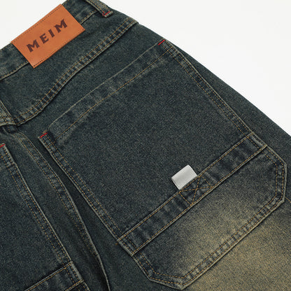 Fashion Denim Cargo Pants Trousers Men
