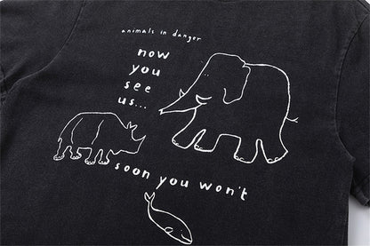 Hand-painted Abstract Elephant Printed T-shirt Men