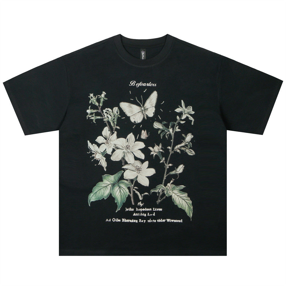 Butterfly Lily Printed Short-sleeved T-shirt For Men
