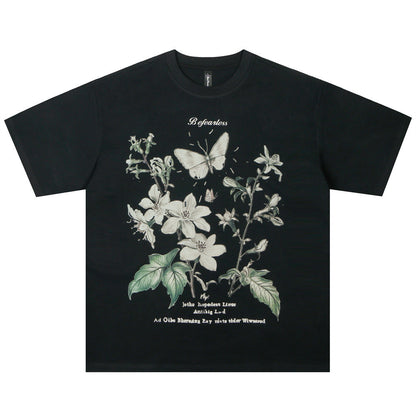 Butterfly Lily Printed Short-sleeved T-shirt For Men