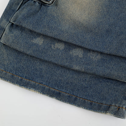 Old Washing Workwear Denim Shorts Men