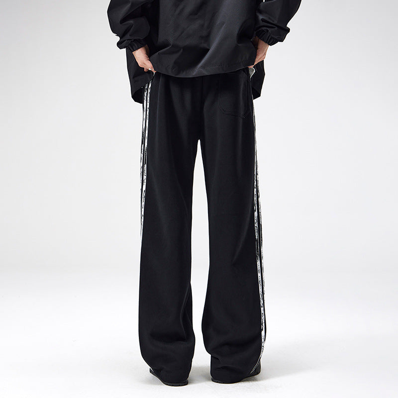 Retro Side Stripes Draped Pants Men
