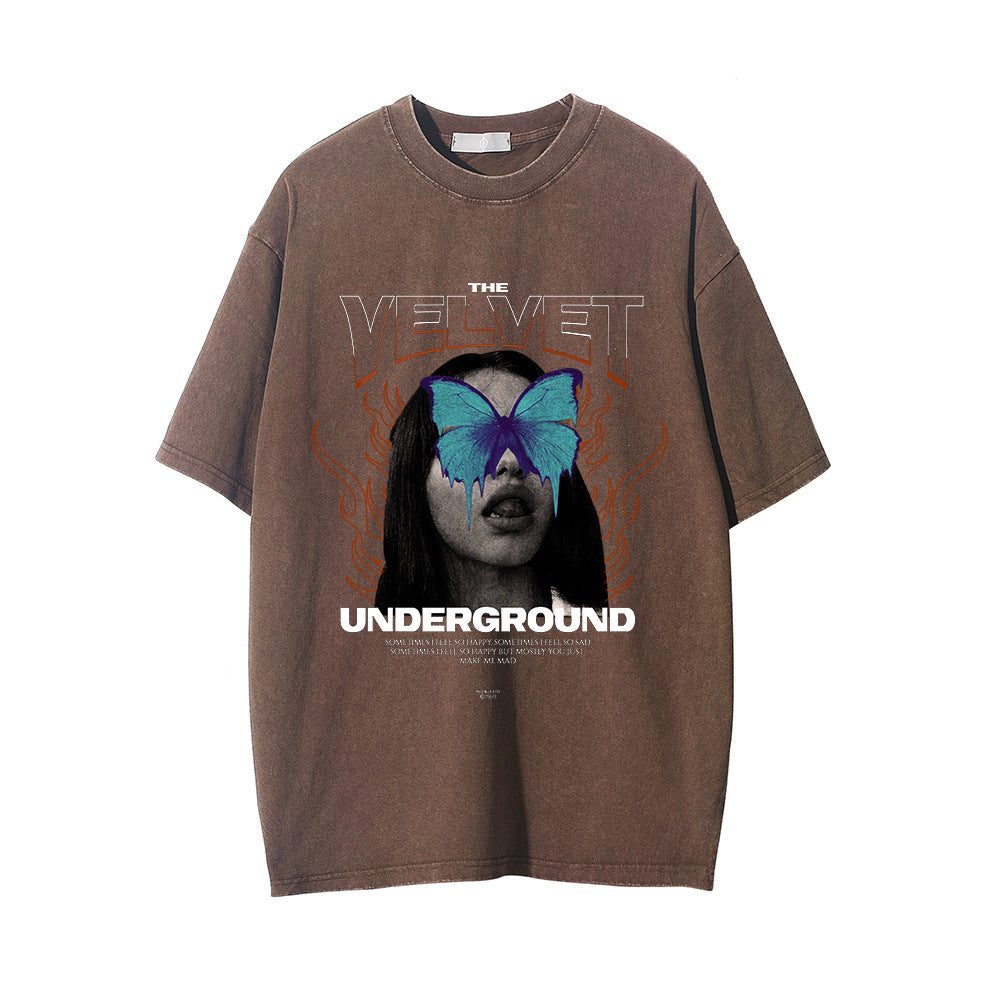 Fashion Personalized Printed Washed T-shirt Men